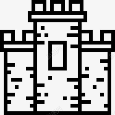 城堡英文符号直线图标图标