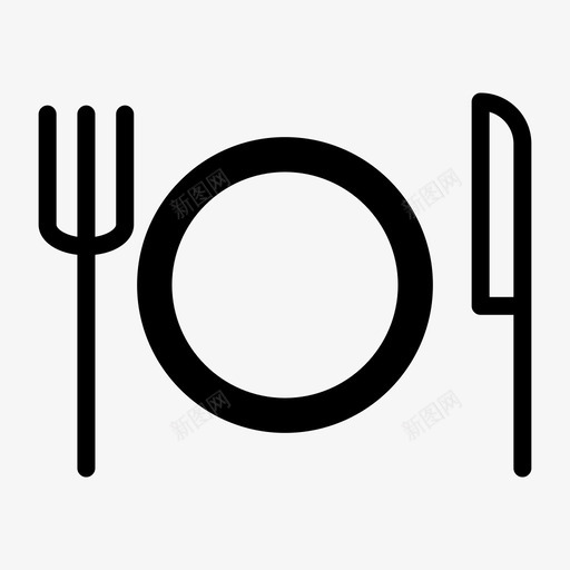 吃菜叉图标svg_新图网 https://ixintu.com ios 刀 叉 吃 用户界面轮廓 盘子 网页设计 菜 餐厅