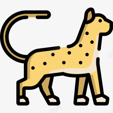 猎豹动物29线形颜色图标图标