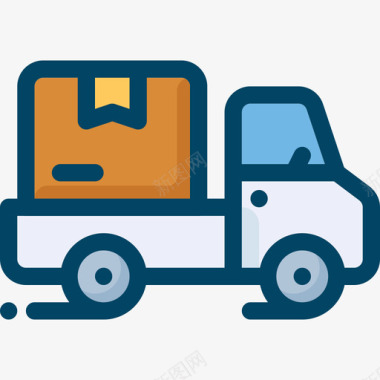 送货卡车商店和交货线性颜色图标图标