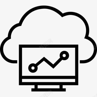 云计算云数据技术线性图标图标