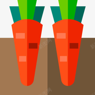 胡萝卜农业15平坦图标图标