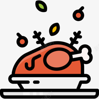烤鸡餐厅元素7线性颜色图标图标
