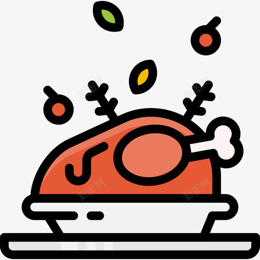 烤鸡餐厅元素7线性颜色图标svg_新图网 https://ixintu.com 烤鸡 线性颜色 餐厅元素7