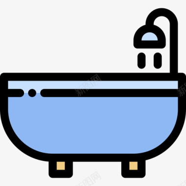 浴缸家用家具3线性颜色图标图标
