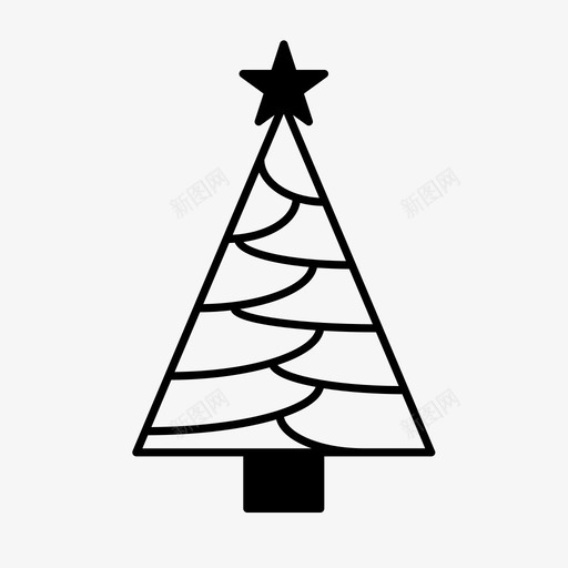 圣诞树新年星星图标svg_新图网 https://ixintu.com 圣诞树 圣诞节 新年 星星