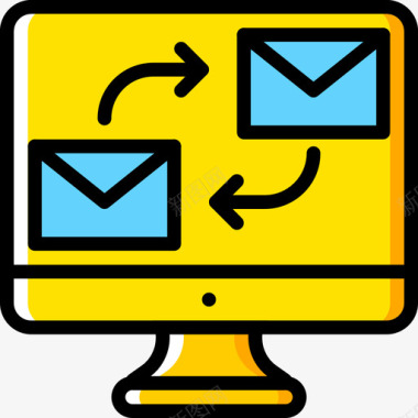 电子邮件对话6黄色图标图标