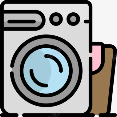 洗衣房日常用品动作2线性颜色图标图标