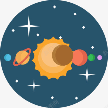 太阳系空间38平坦图标图标