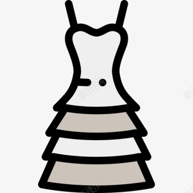 连衣裙奢华13线性颜色图标图标