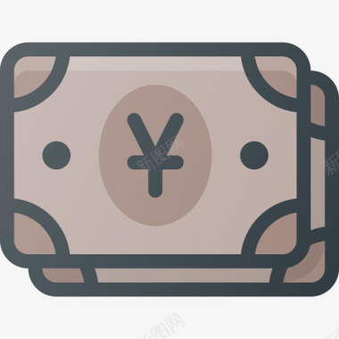 日元货币3线颜色图标图标