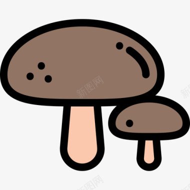 蘑菇感恩节57线形颜色图标图标
