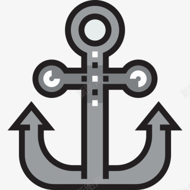 锚航海和水手线型颜色图标图标