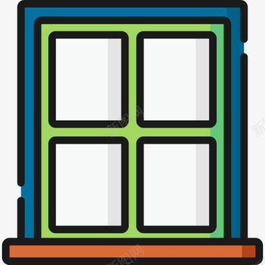 窗户家庭自动化6线性颜色图标图标