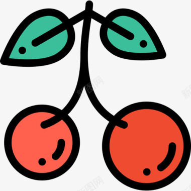 樱桃健康生活9线性颜色图标图标
