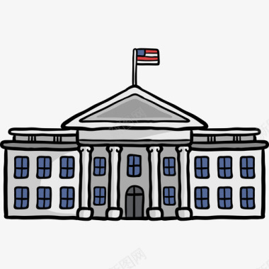 白宫世界纪念碑色彩图标图标