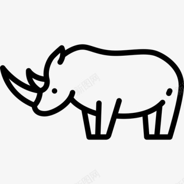 犀牛动物和自然3直系图标图标