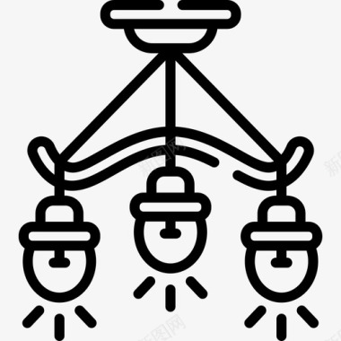 灯复古装饰5线型图标图标