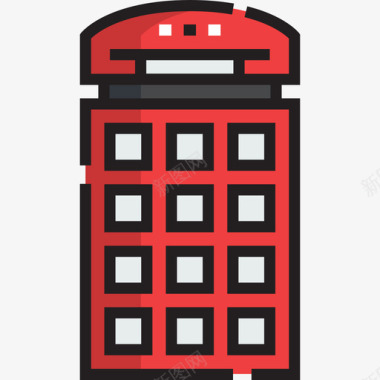 电话亭英国11线性颜色图标图标