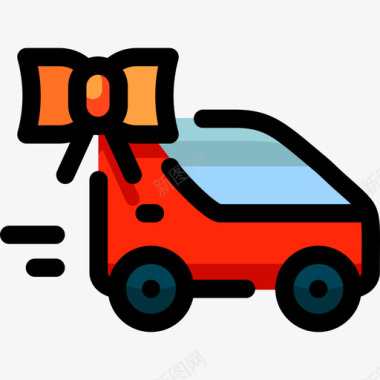 蕾丝汽车和驾驶线性颜色图标图标