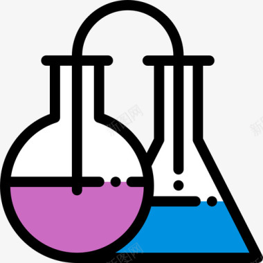 烧瓶研究科学4线性颜色图标图标