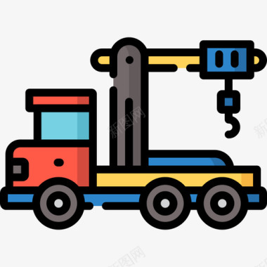 起重机卡车运输39线性颜色图标图标