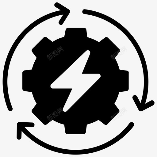 可再生能源齿轮能源循环图标svg_新图网 https://ixintu.com 可再生能源 工程 能源开发 能源循环 能源符号图标 齿轮