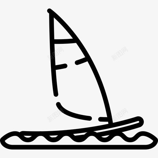 风帆海滩3线性图标svg_新图网 https://ixintu.com 海滩3 线性 风帆