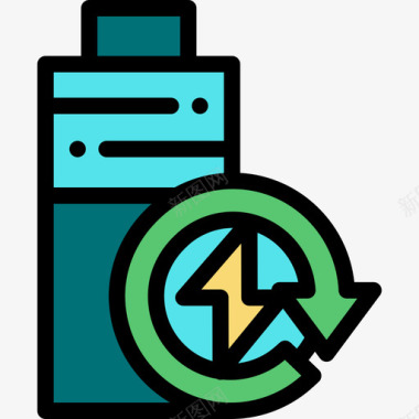 电池可再生能源10线性颜色图标图标