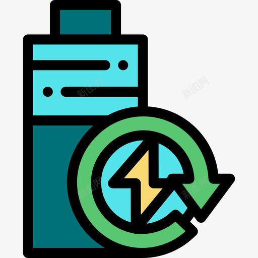电池可再生能源10线性颜色图标svg_新图网 https://ixintu.com 可再生能源10 电池 线性颜色