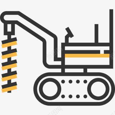 推土机建筑车辆黄影图标图标