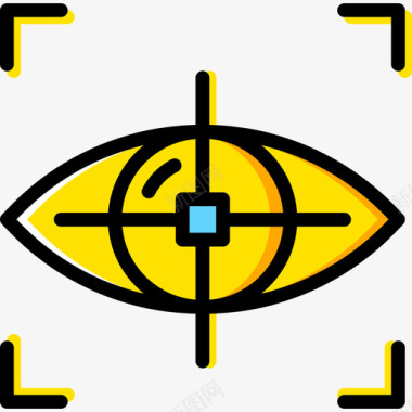 眼睛扫描虚拟现实11黄色图标图标