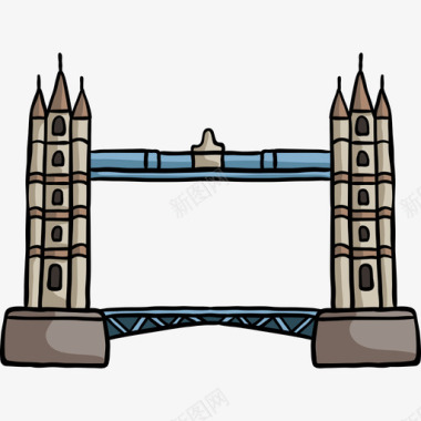 塔桥世界纪念碑色彩图标图标