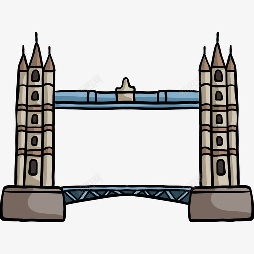塔桥世界纪念碑色彩图标svg_新图网 https://ixintu.com 世界纪念碑 塔桥 色彩