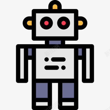 机器人圣诞玩具4线性颜色图标图标