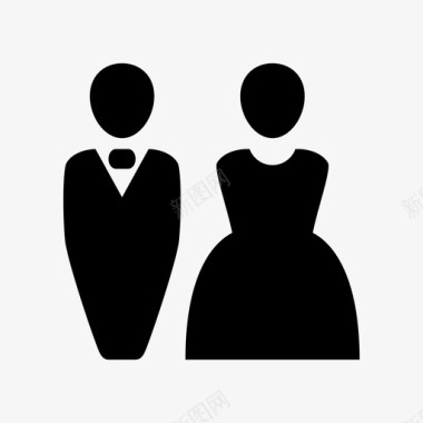 新郎和新娘夫妇婚姻图标图标