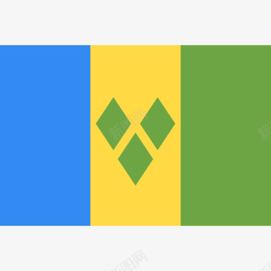 圣文森特和格林纳丁斯长方形国家简单旗帜图标图标