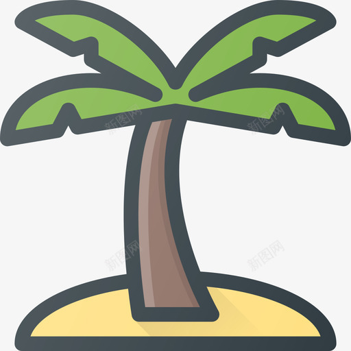 棕榈树旅游观光3线状色彩图标svg_新图网 https://ixintu.com 旅游观光3 棕榈树 线状色彩