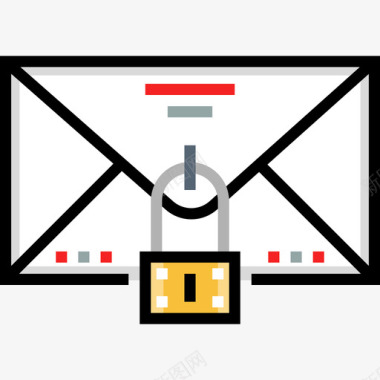 电子邮件网络安全11线颜色图标图标