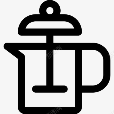 咖啡柱塞饮料4线性图标图标