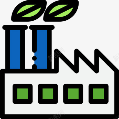 工厂生态44线性颜色图标图标