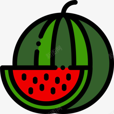 西瓜健康食品8线颜色图标图标