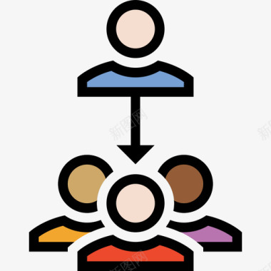 层次结构seo营销业务财务线性色彩图标图标