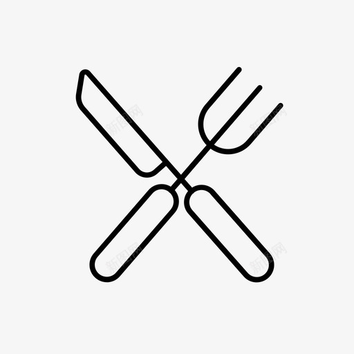 叉子和刀烧烤餐点图标svg_新图网 https://ixintu.com 叉子和刀 烧烤 烧烤细线 餐点