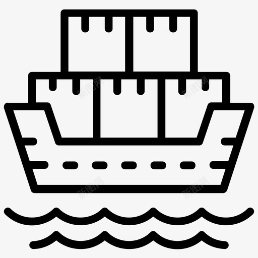 物流船货船邮轮图标svg_新图网 https://ixintu.com 物流船 货柜线图标 货船 货轮 邮轮