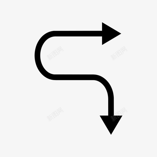 箭头连接曲线图标svg_新图网 https://ixintu.com 实心细箭头 方向 曲线 箭头 转弯 连接