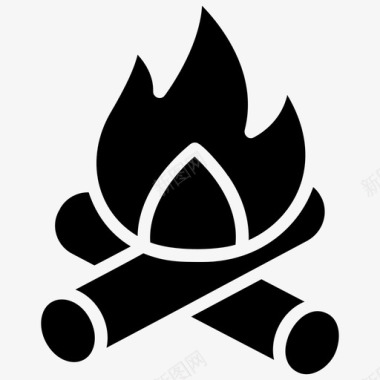 火篝火燃烧的木头图标图标