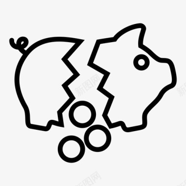 破银行小猪储蓄图标图标