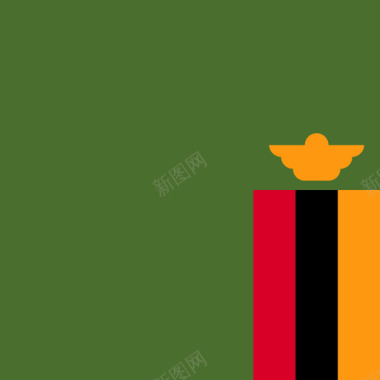 赞比亚方形国家简单旗帜图标图标