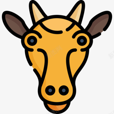 长颈鹿非洲2线形颜色图标图标